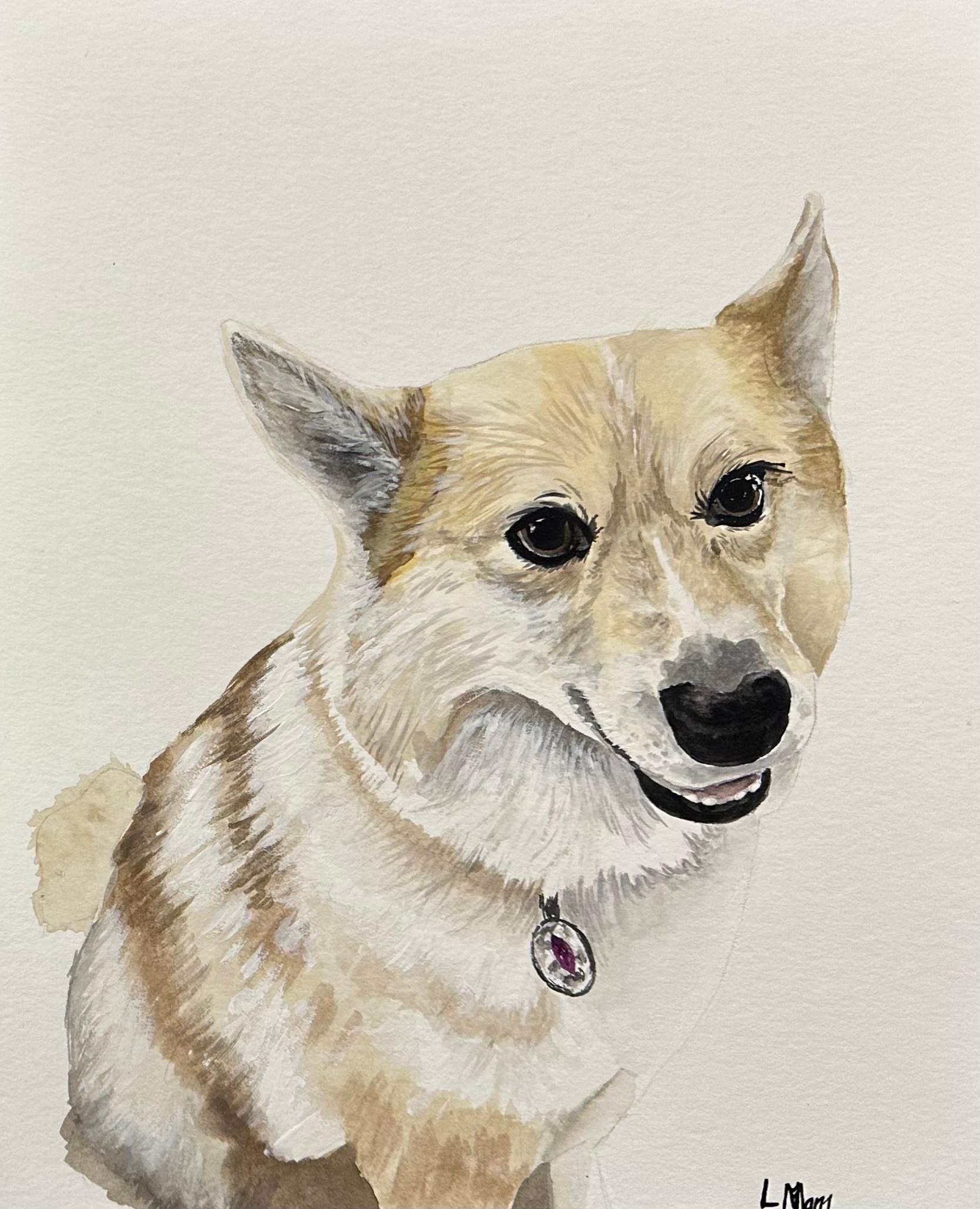 Dog portrait watercolor painting