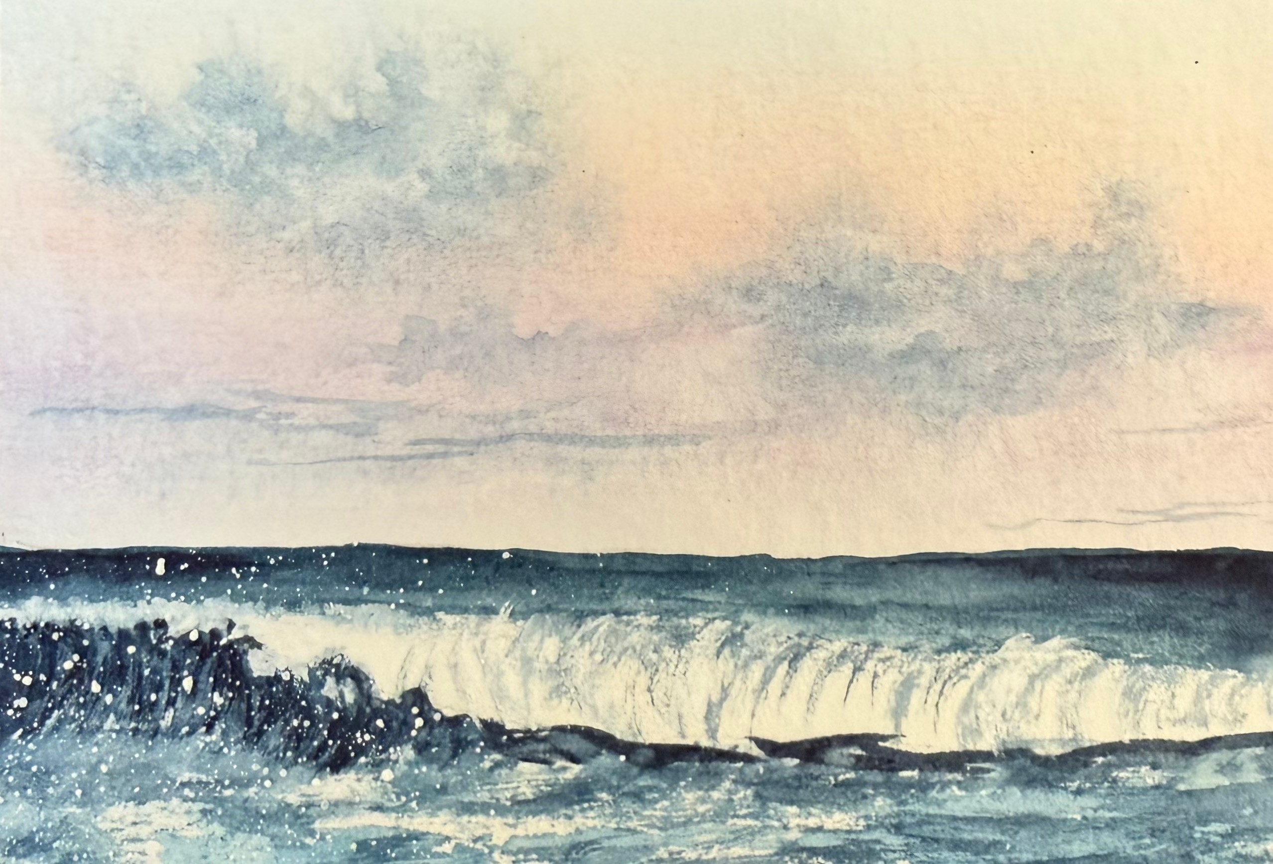 Ocean wave watercolor painting